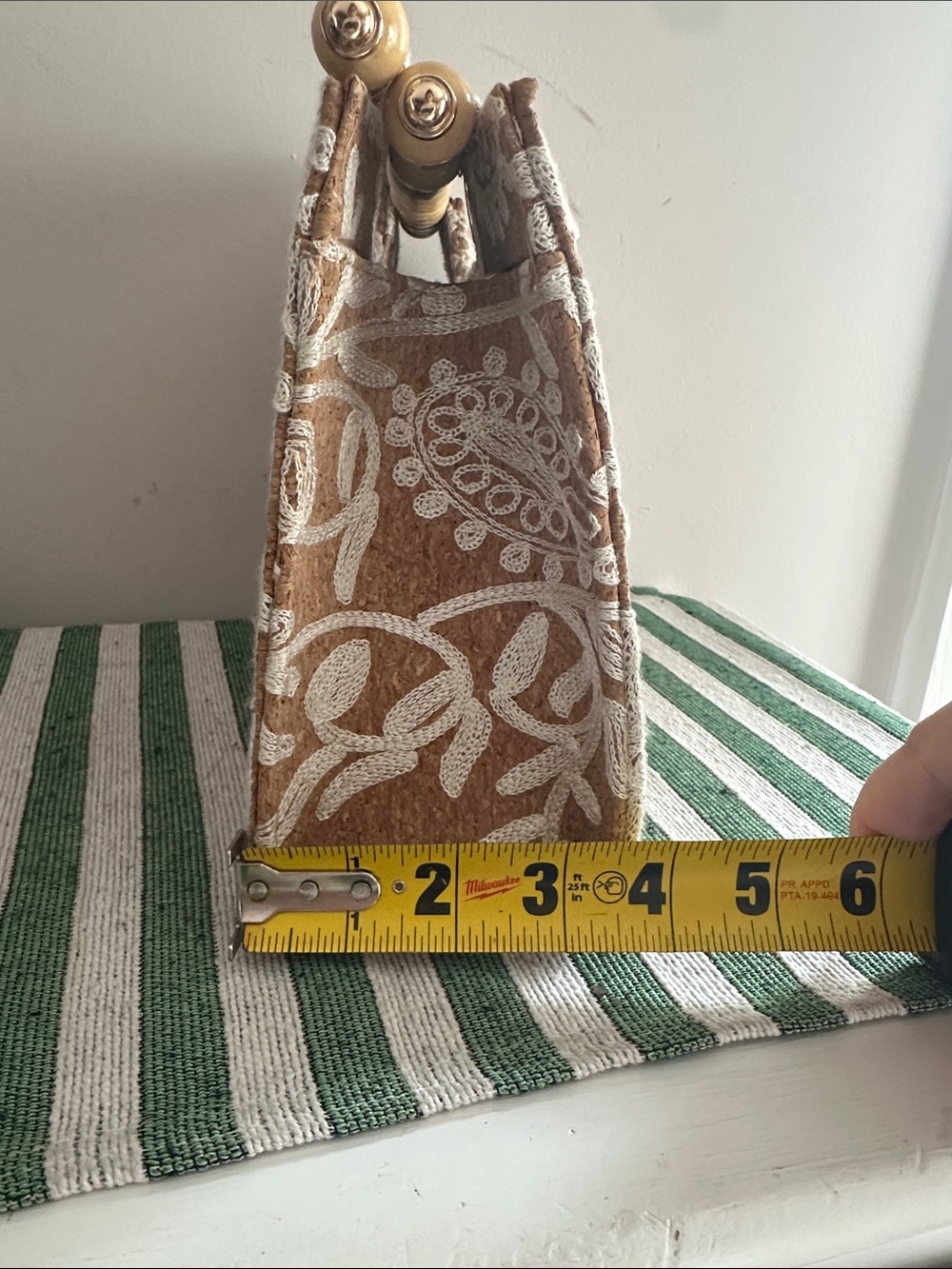 Haute Hippie Floral Cork Embroidered Beaded-Handle Clutch - Picture 11 of 11